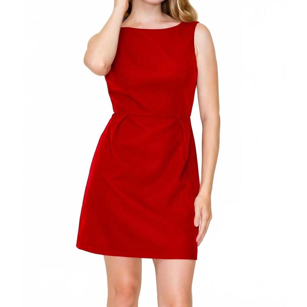 NEW B.RIGHT velvet mini dress with back ribbon in red/pink
